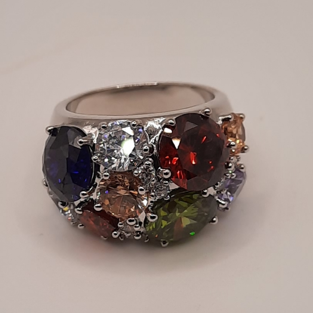 NVC Cluster Ring Mutli Colored CZ Stones Size 8